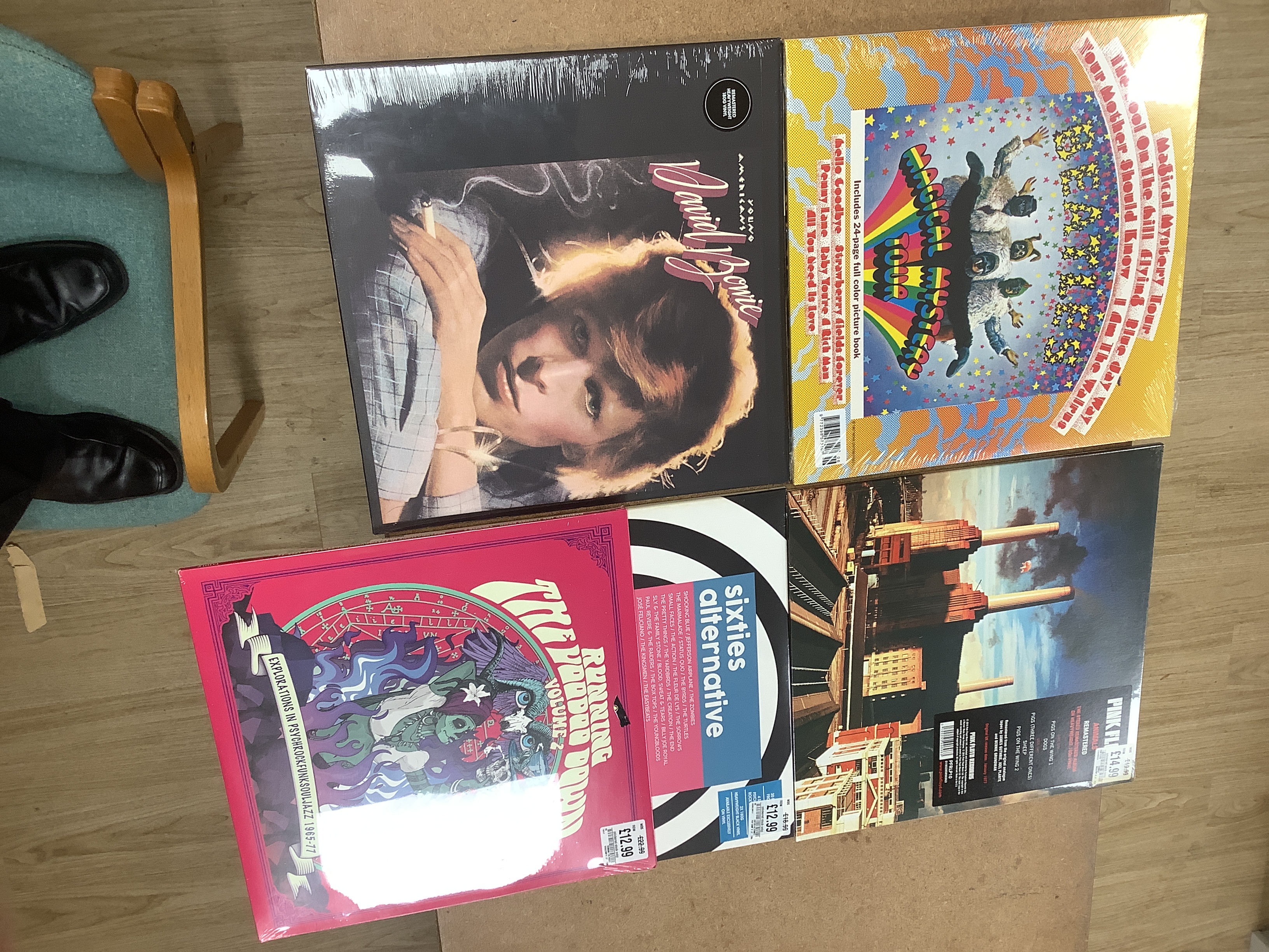 Nineteen sealed album re pressings, 1960’s & 1970’s rock to include The Beatles, David Bowie, Rolling Stones etc.